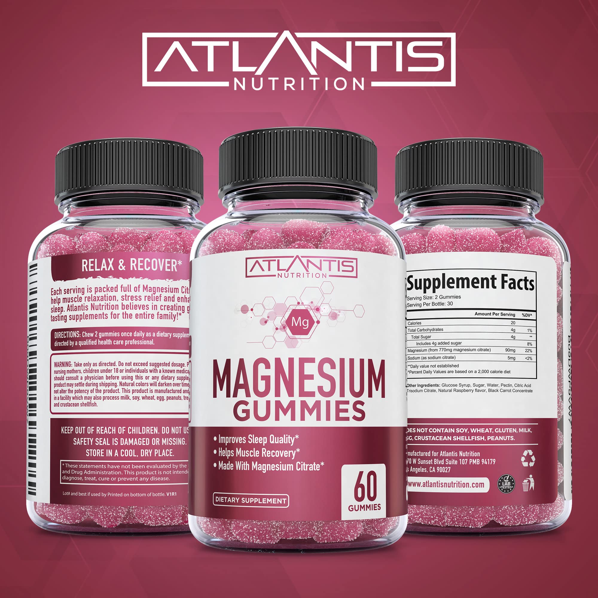 Atlantis Nutrition Magnesium Gummies nutritional information