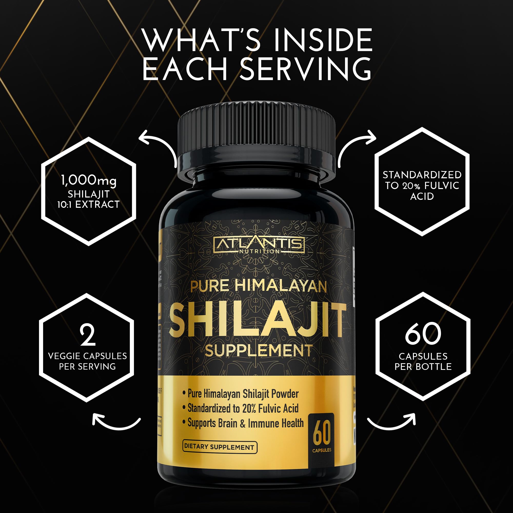 Atlantis Nutrition Shilajit Extract Capsules packaging details