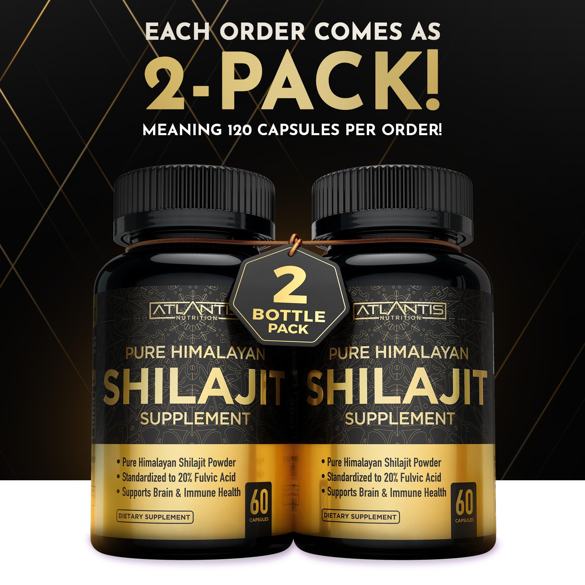 Atlantis Nutrition Shilajit Extract Capsules side view