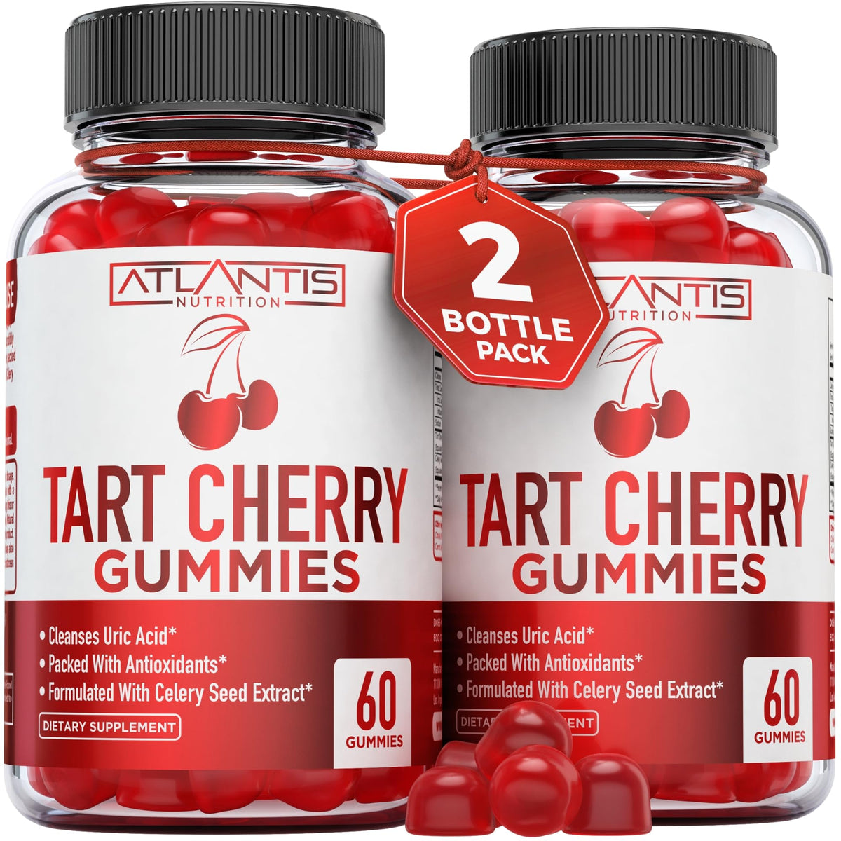 Atlantis Nutrition Tart Cherry Gummies front view with packaging