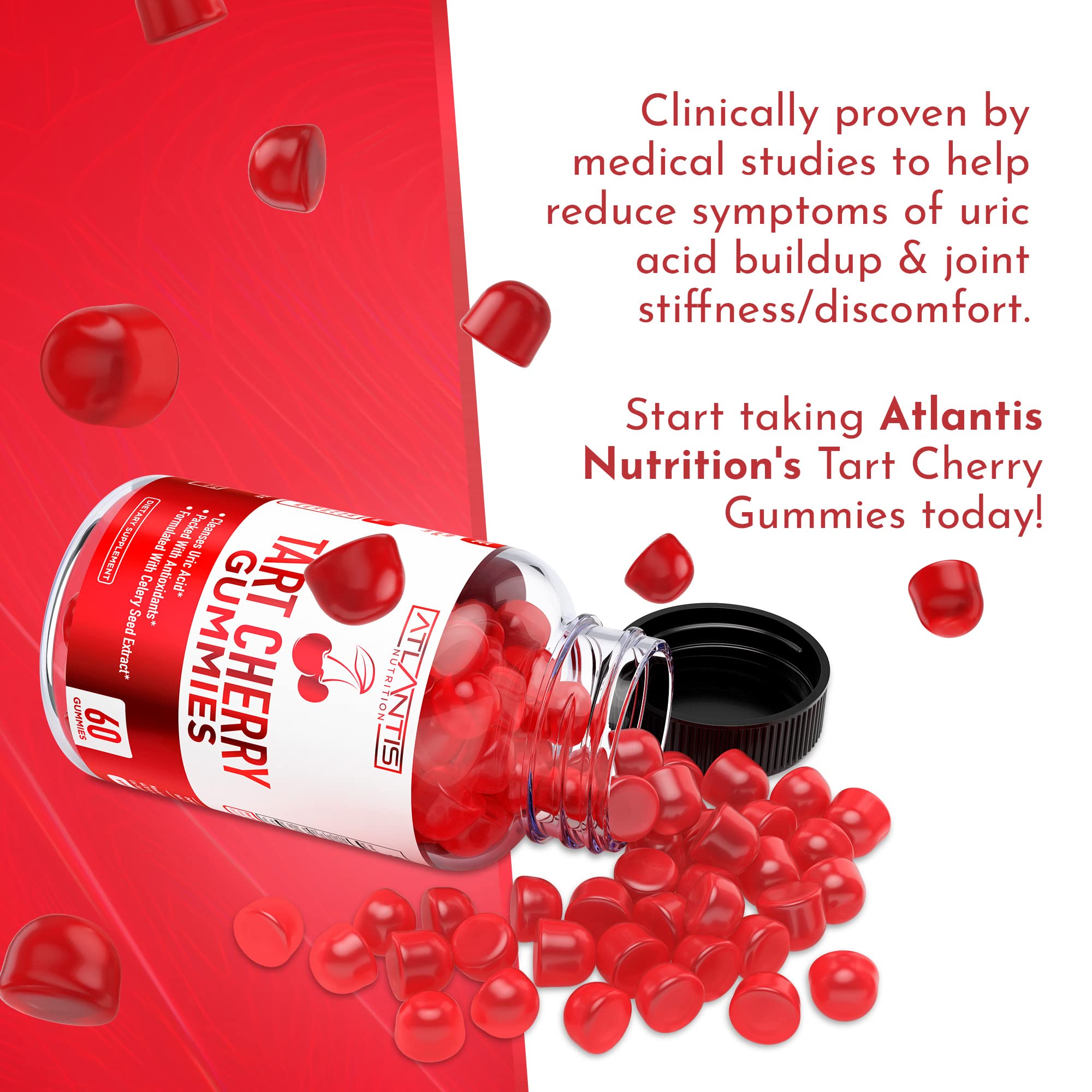 Atlantis Nutrition Tart Cherry Gummies ingredients list on packaging
