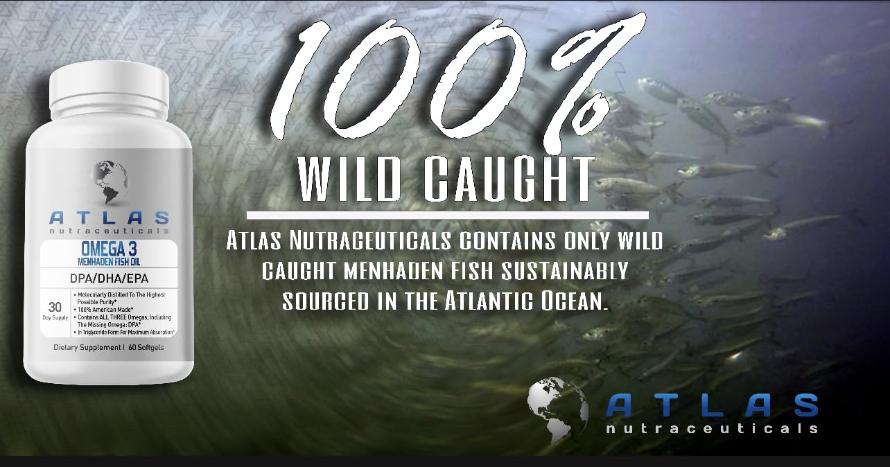 Atlas Nutraceuticals Omega 3 Fish Oil 60 softgels packaging