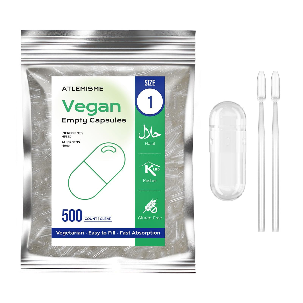ATLEMISME Empty Vegan Capsules 100 Pack front view