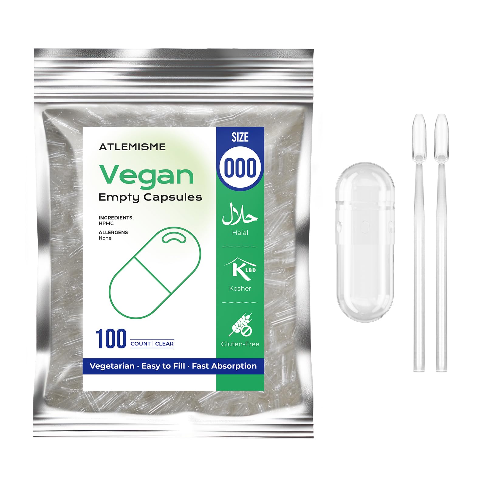 ATLEMISME Empty Vegetarian Capsules Size 000 pack front view