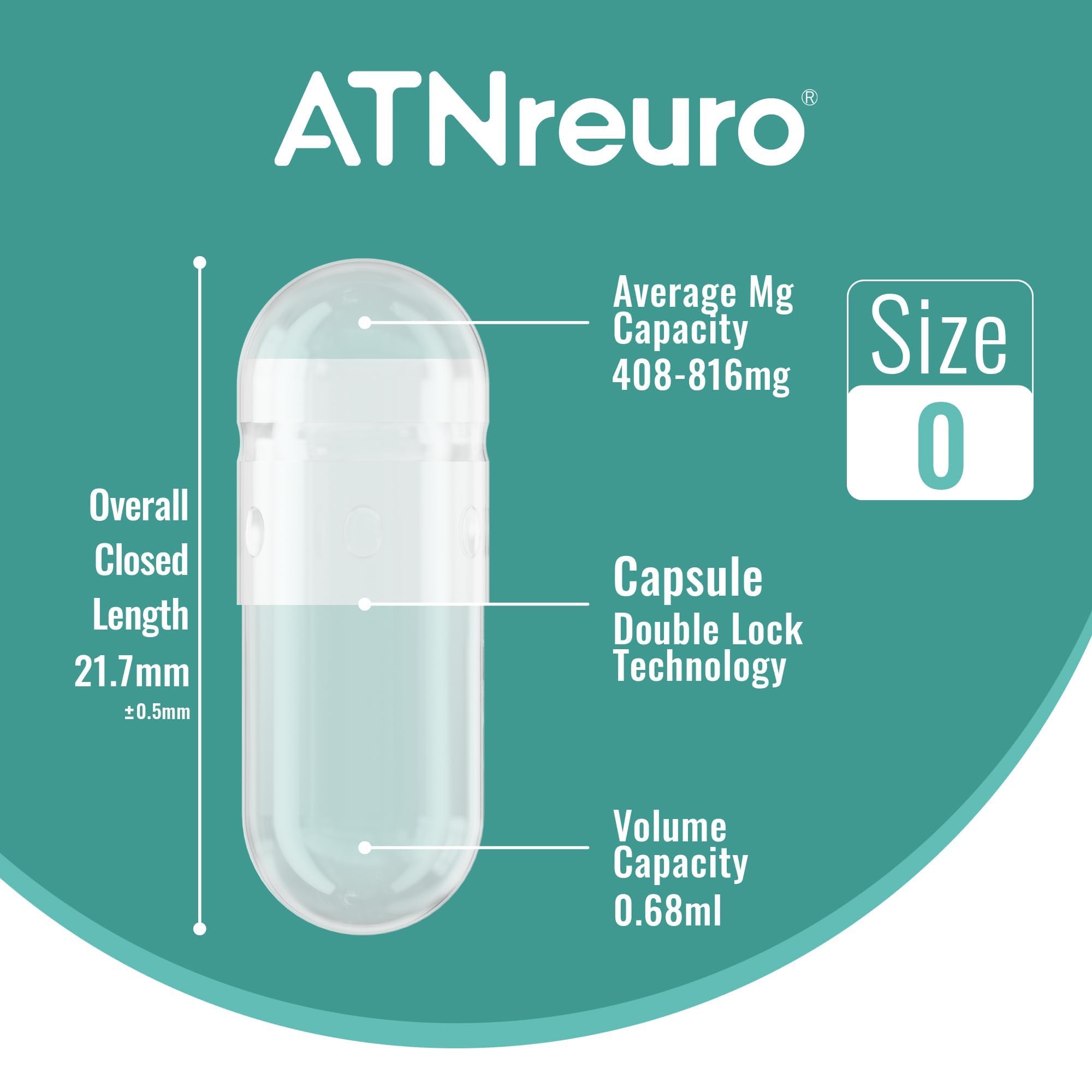 ATNreuro empty capsules showing packaging details