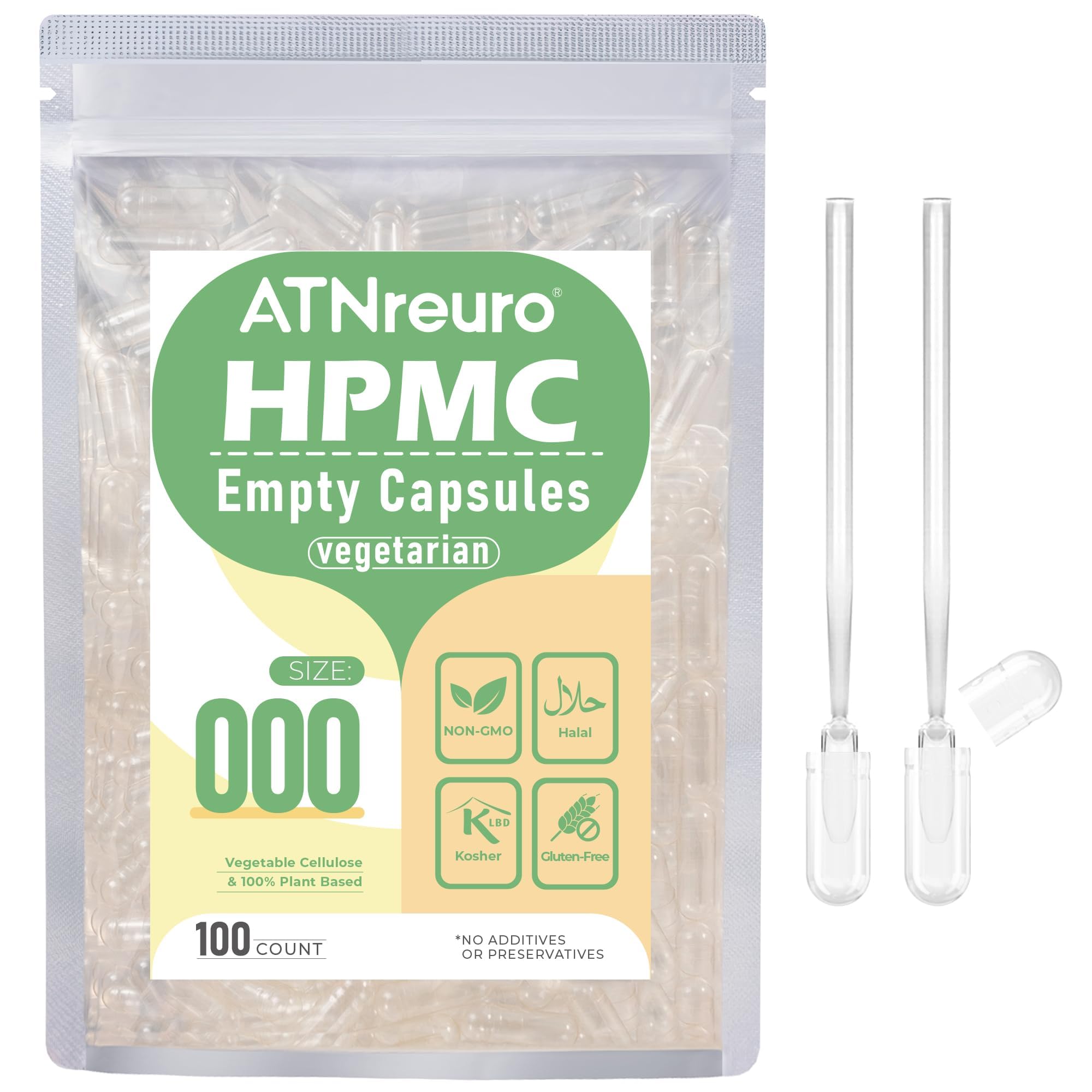 ATNreuro Empty Vegan Capsules 30g front view