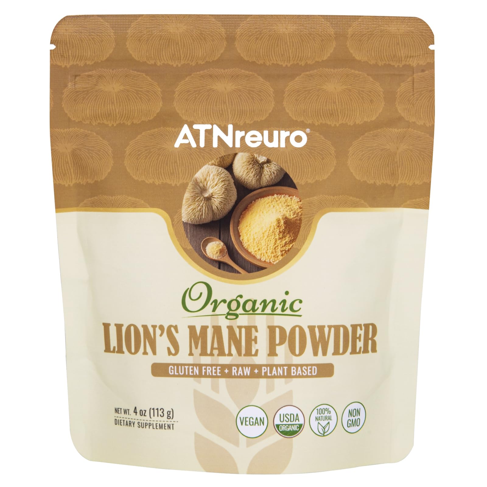 ATNreuro Lion's Mane Mushroom Powder 132g front view