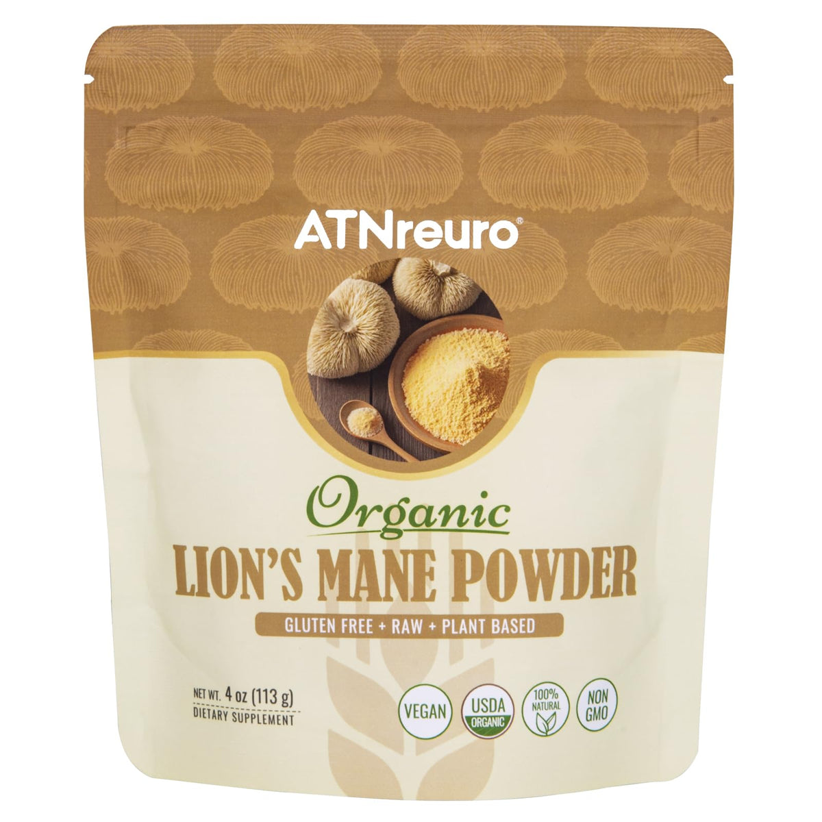 ATNreuro Lion's Mane Mushroom Powder 132g front view