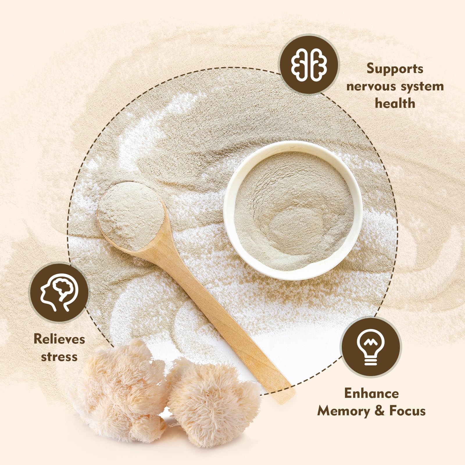 ATNreuro Lion's Mane Mushroom Powder in a coffee cup