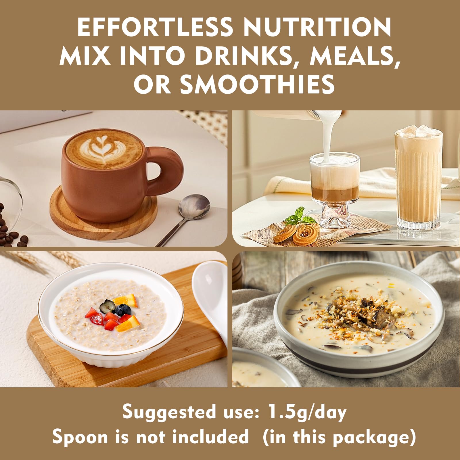 ATNreuro Lion's Mane Mushroom Powder serving suggestion in a smoothie