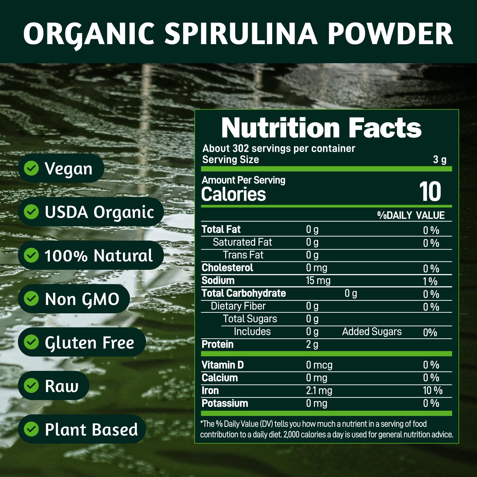 ATNreuro Organic Spirulina Powder being added to juice