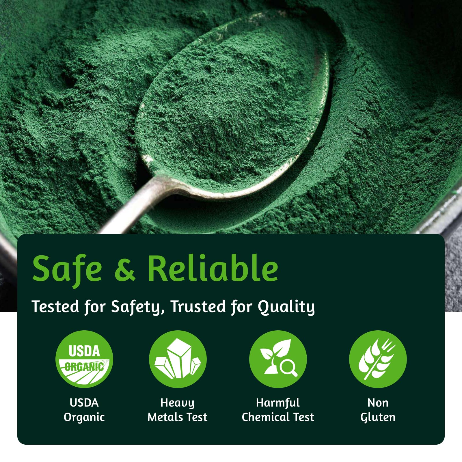 ATNreuro Organic Spirulina Powder on a kitchen counter