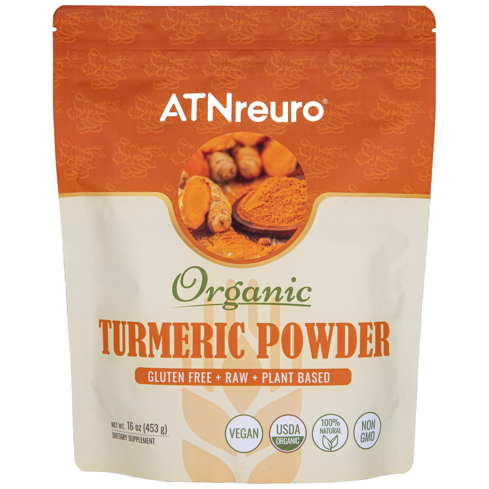 ATNreuro Organic Turmeric Powder 481g front view