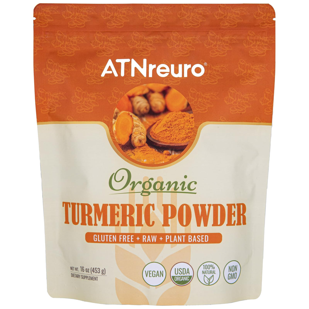 ATNreuro Organic Turmeric Powder 481g front view