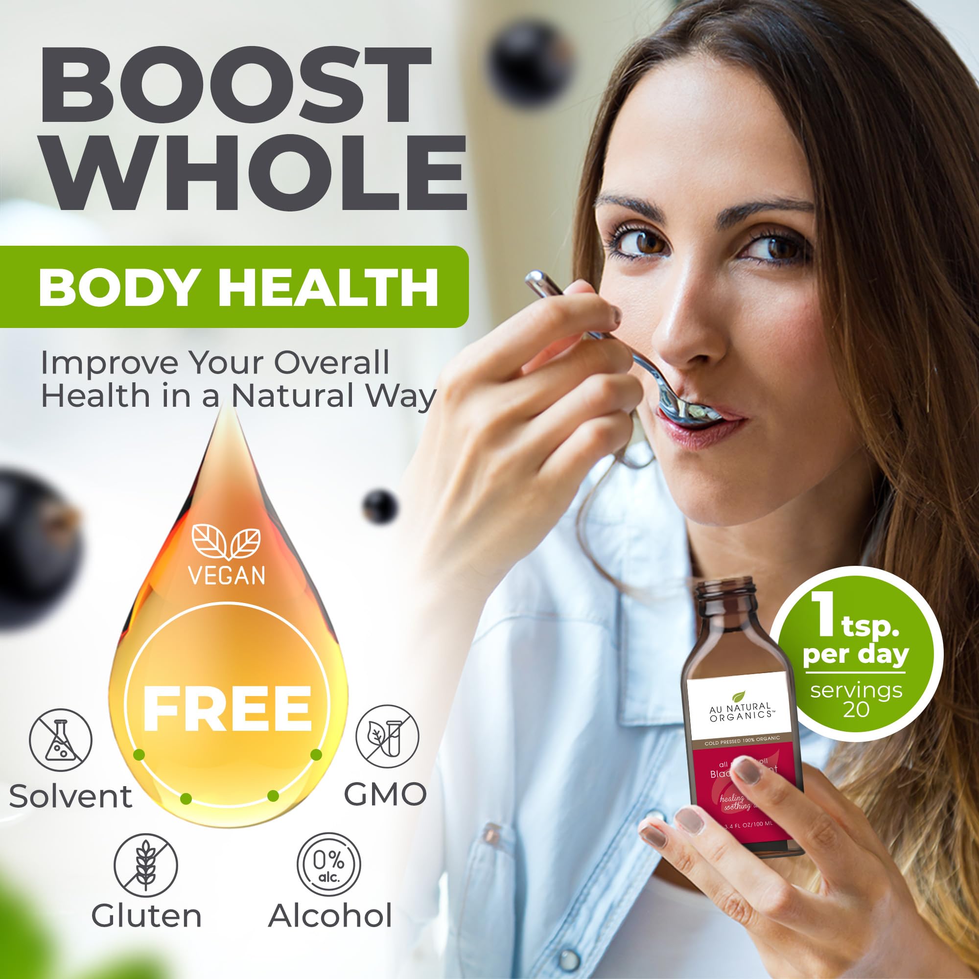 Au Natural Organics Black Currant Oil 96g capsules close-up