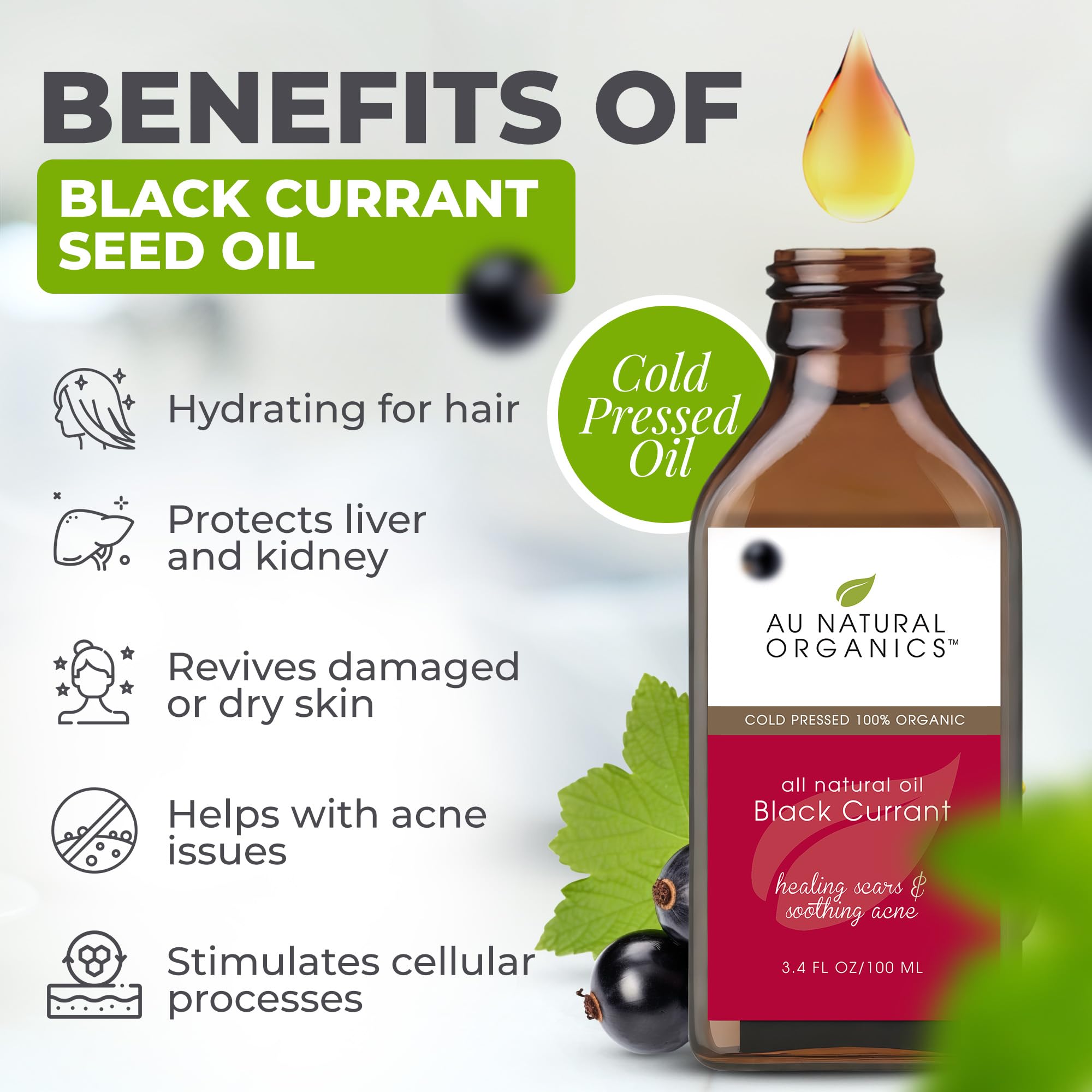 Au Natural Organics Black Currant Oil 96g packaging