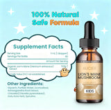 AUCIER Lion's Mane Mushroom Supplement for Kids bottle with juice and smoothie