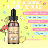 AUCIER Lion's Mane Mushroom Supplement for Kids packaging side view
