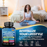 Auivty Corti-Soothe Sleep Supplement capsules on a wooden table