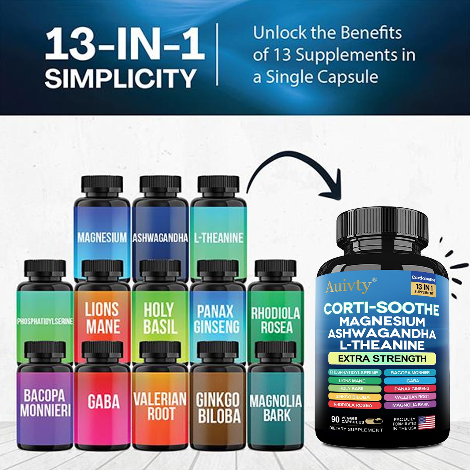 Auivty Corti-Soothe Sleep Supplement veggie capsules in hand