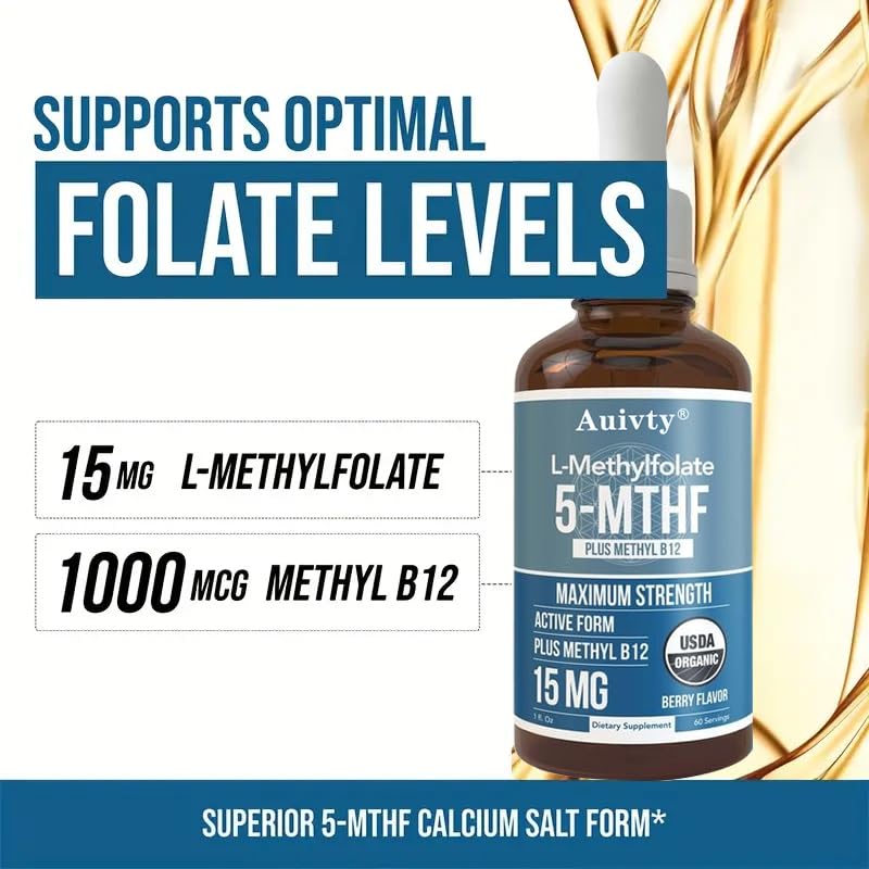 Auivty Methyl Folate + B12 Drops bottle with dropper