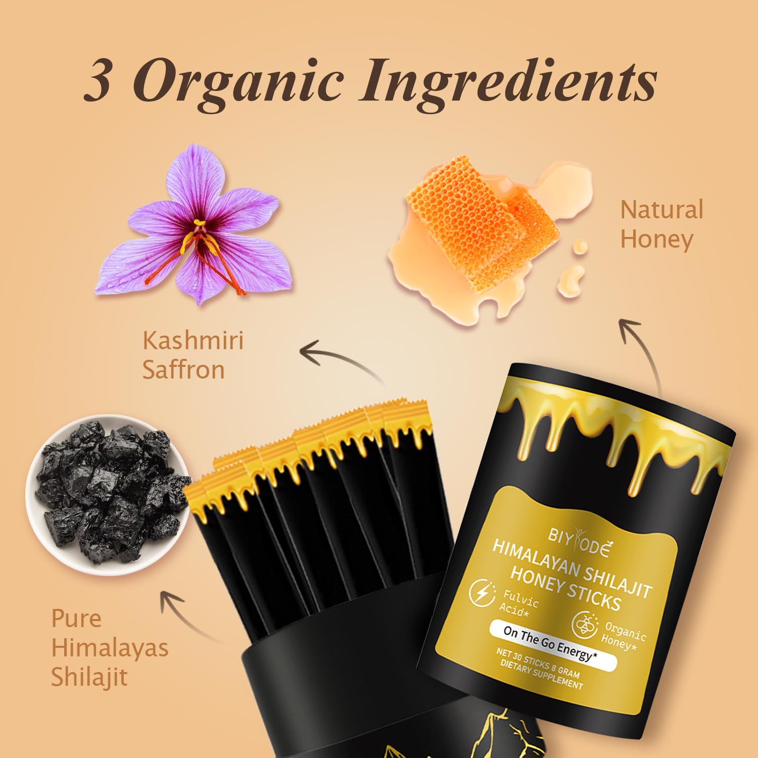 AUIXOPI Shilajit Resin packaging with wild honey