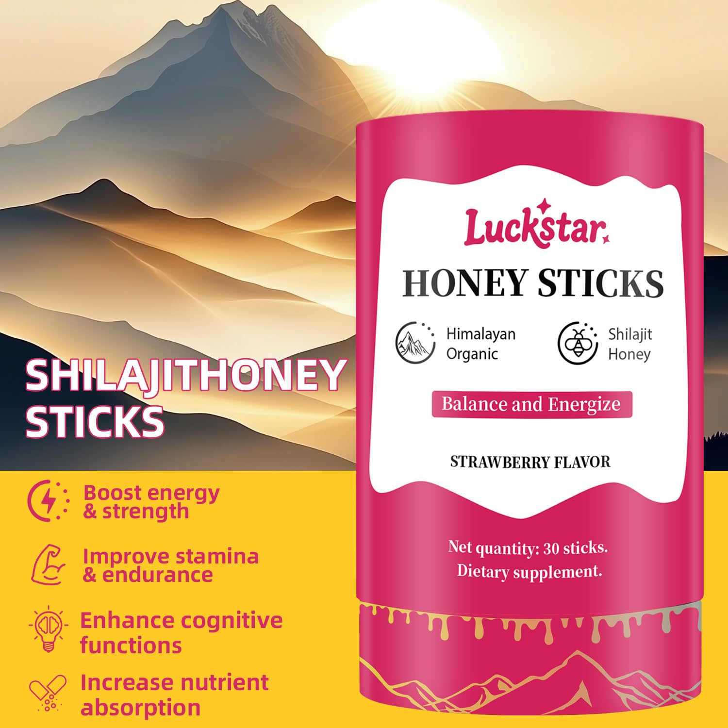 AUIXOPI Shilajit Strawberry Honey Sticks nutritional information