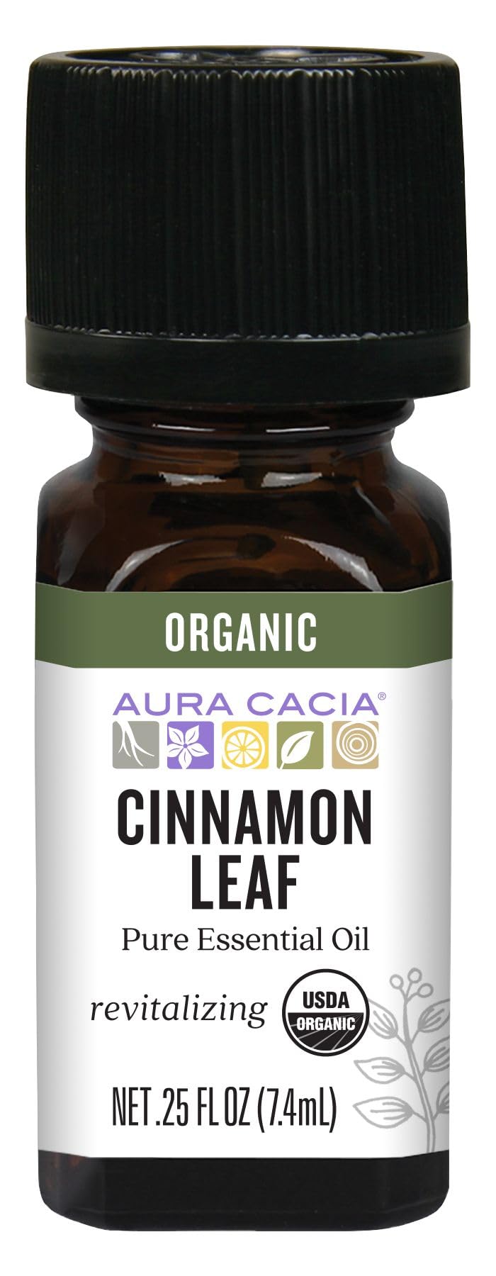 Aura Cacia Cinnamon Leaf Essential Oil 0.25 fl. oz. front view