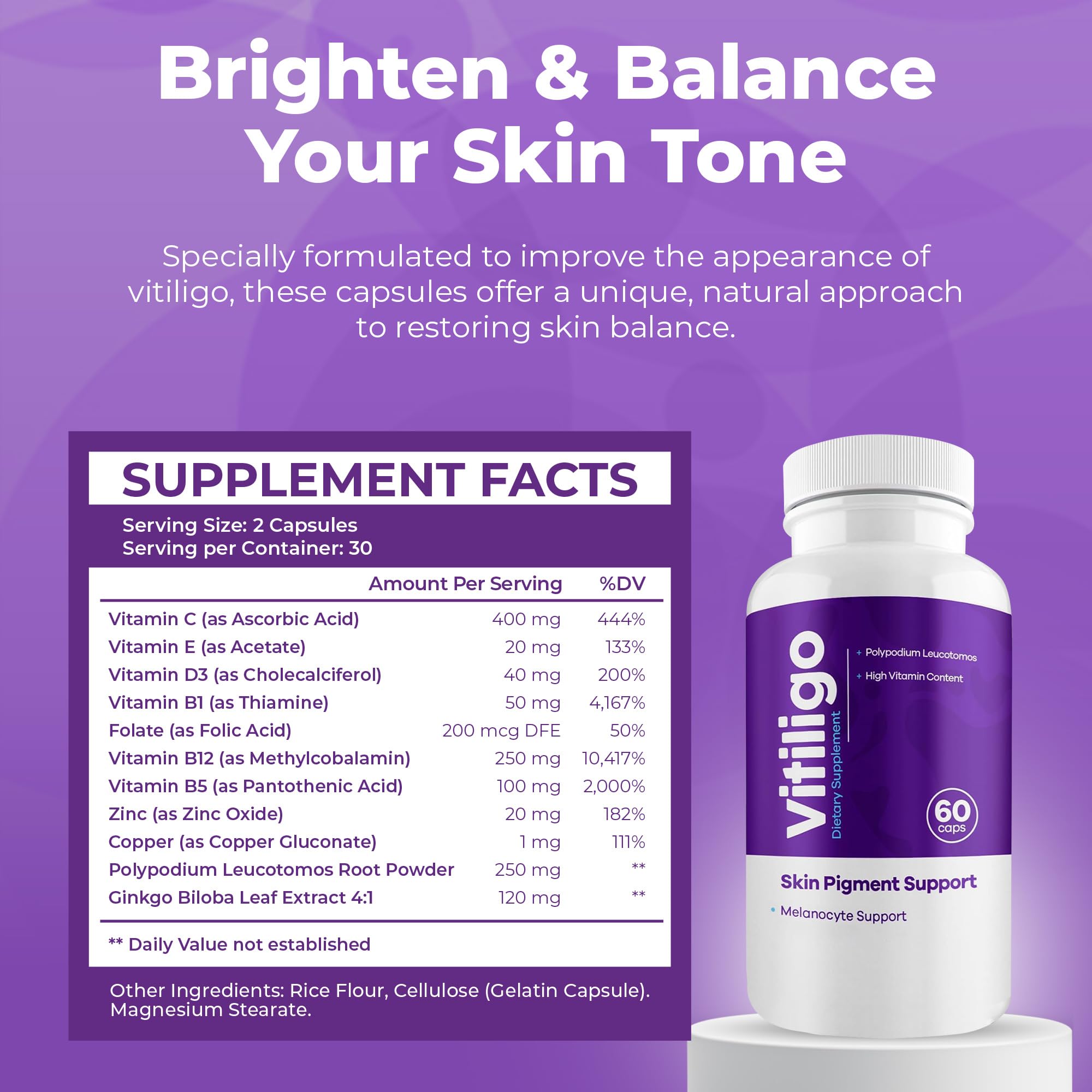 AURA VITAMINS Vitiligo Capsules ingredients list