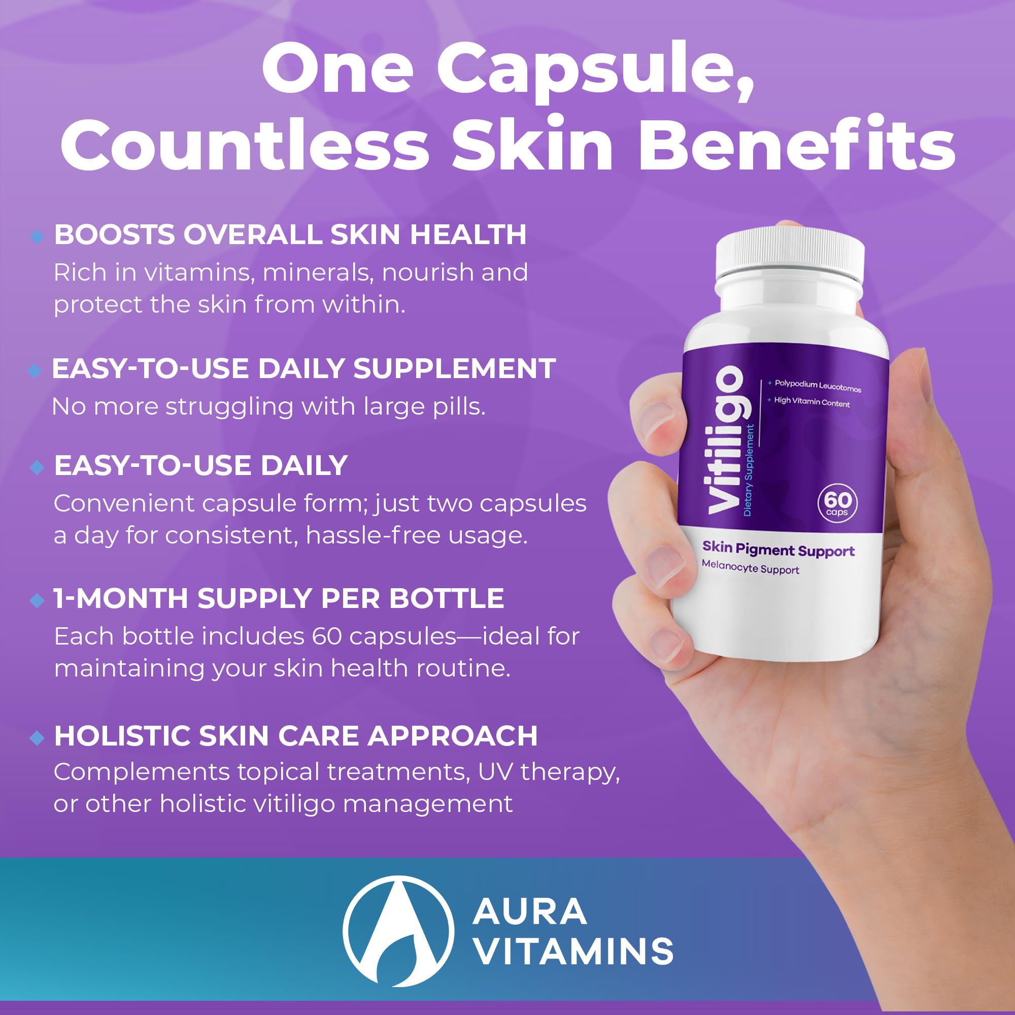 AURA VITAMINS Vitiligo Capsules packaging details