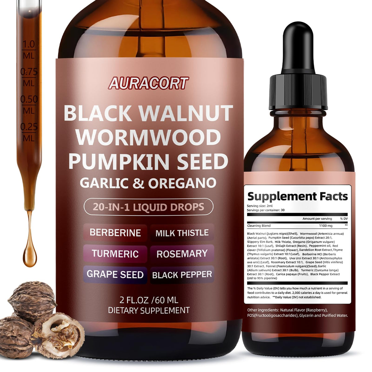 AURACORT Herbal Supplement 21-In-1 Blend front view