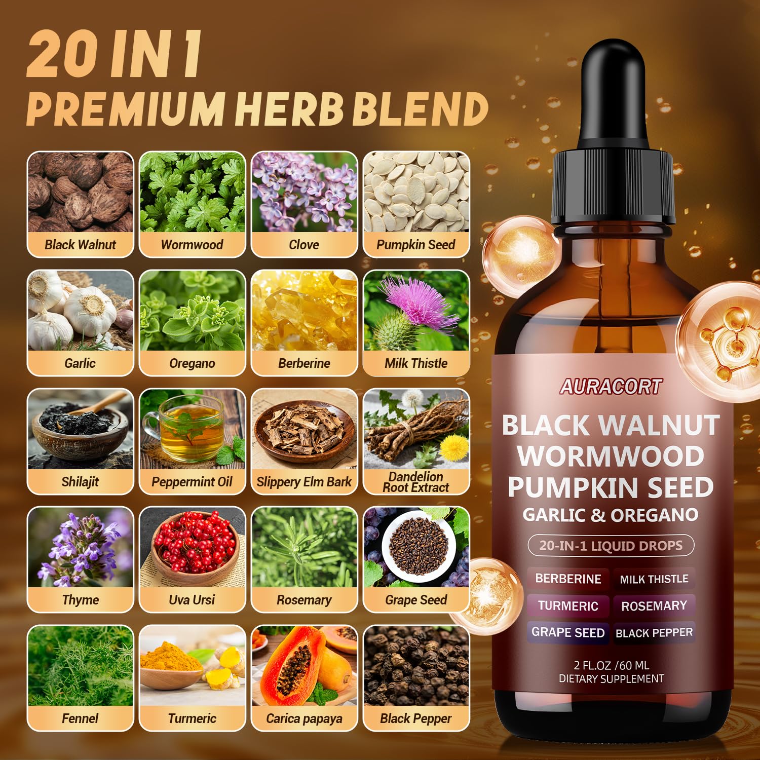 AURACORT Herbal Supplement 21-In-1 Blend ingredients list