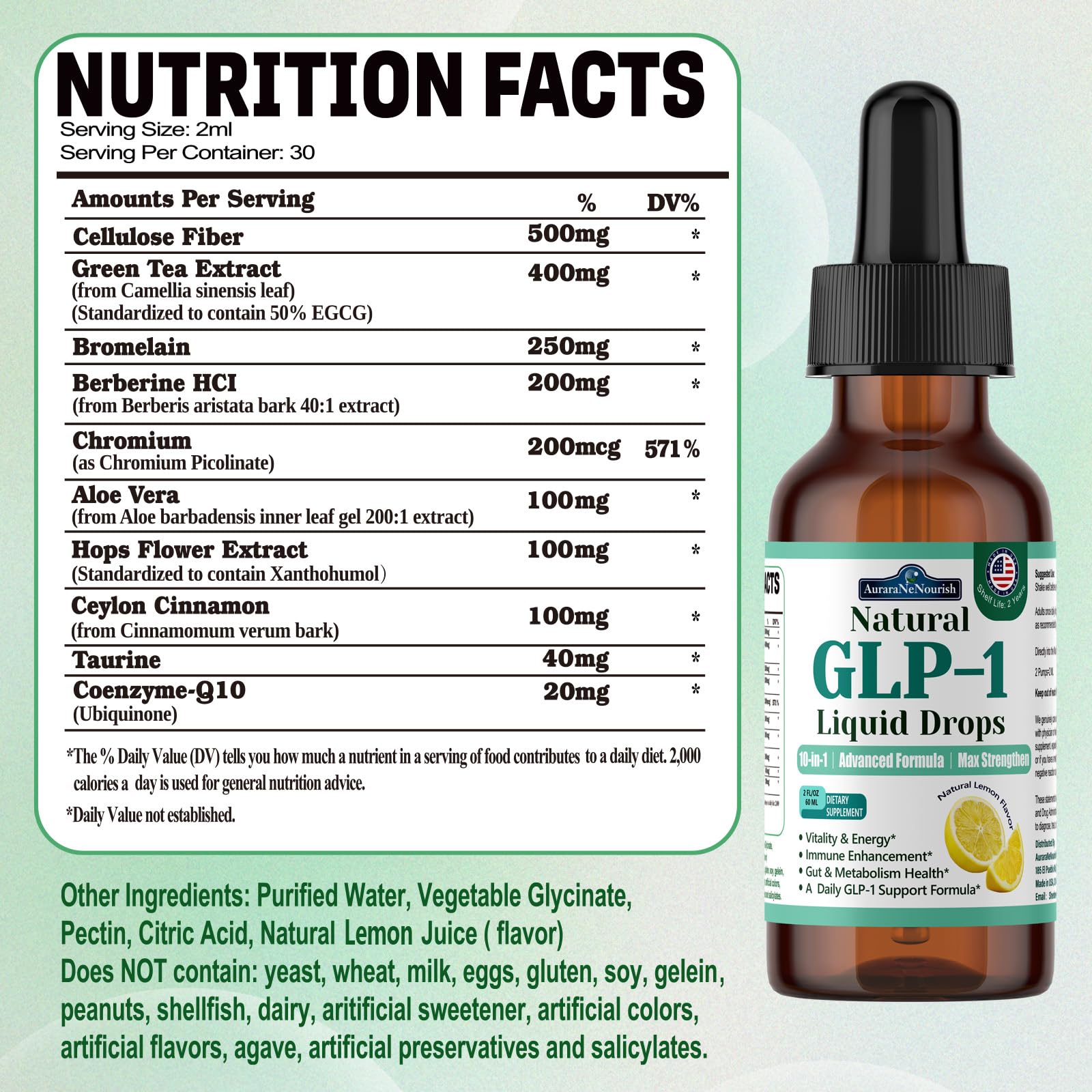 AuraraNeNourish Berberine Liquid Drops 141g packaging
