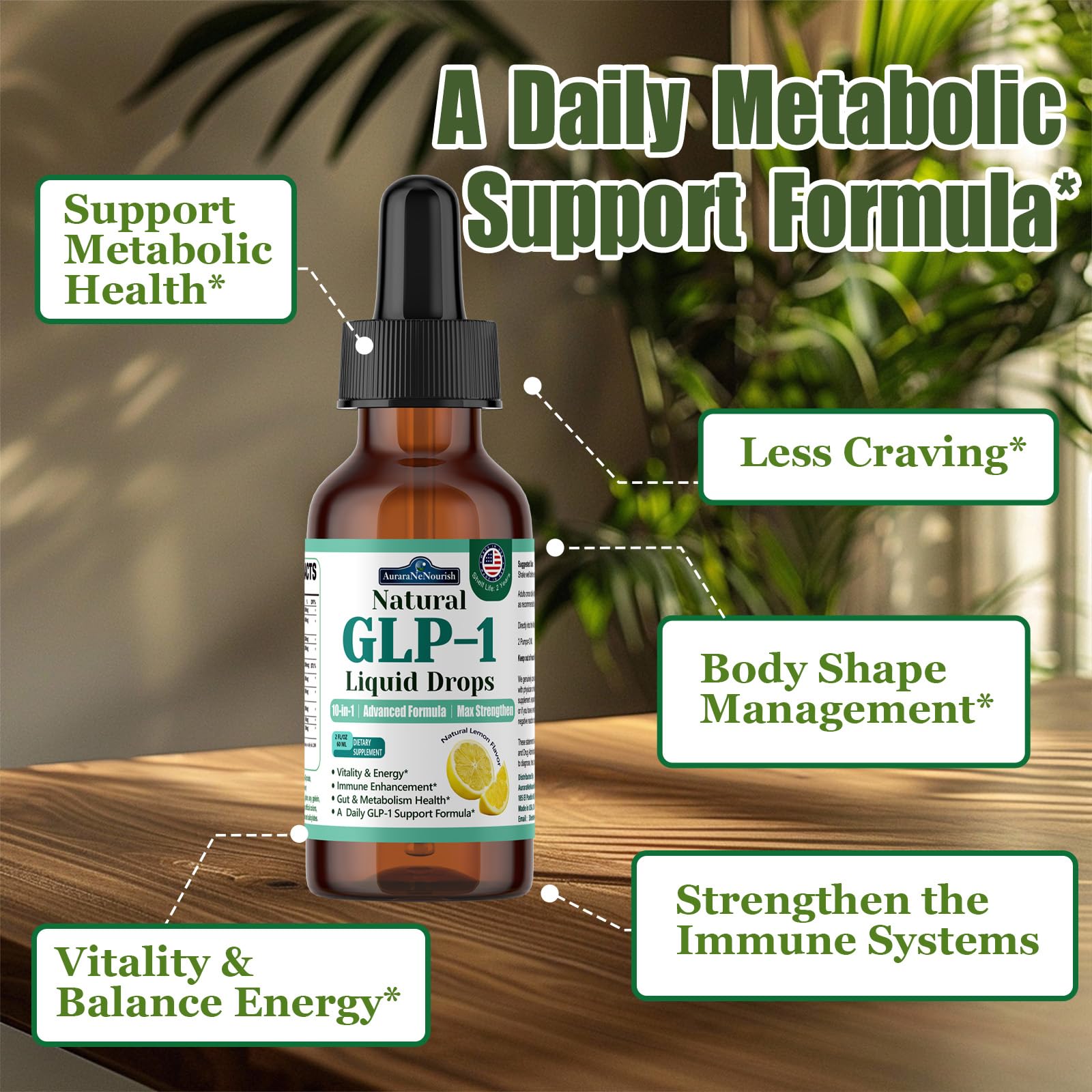 AuraraNeNourish Berberine Liquid Drops with measuring dropper