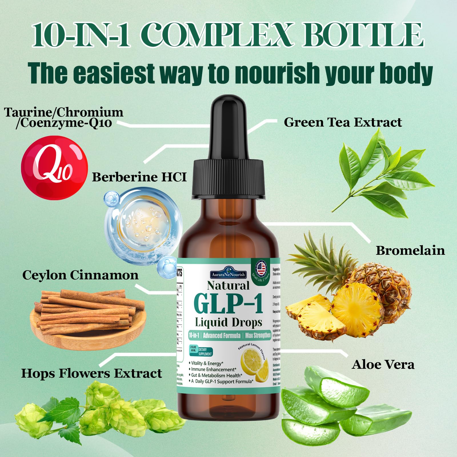 AuraraNeNourish GLP-1 Drops bottle side view