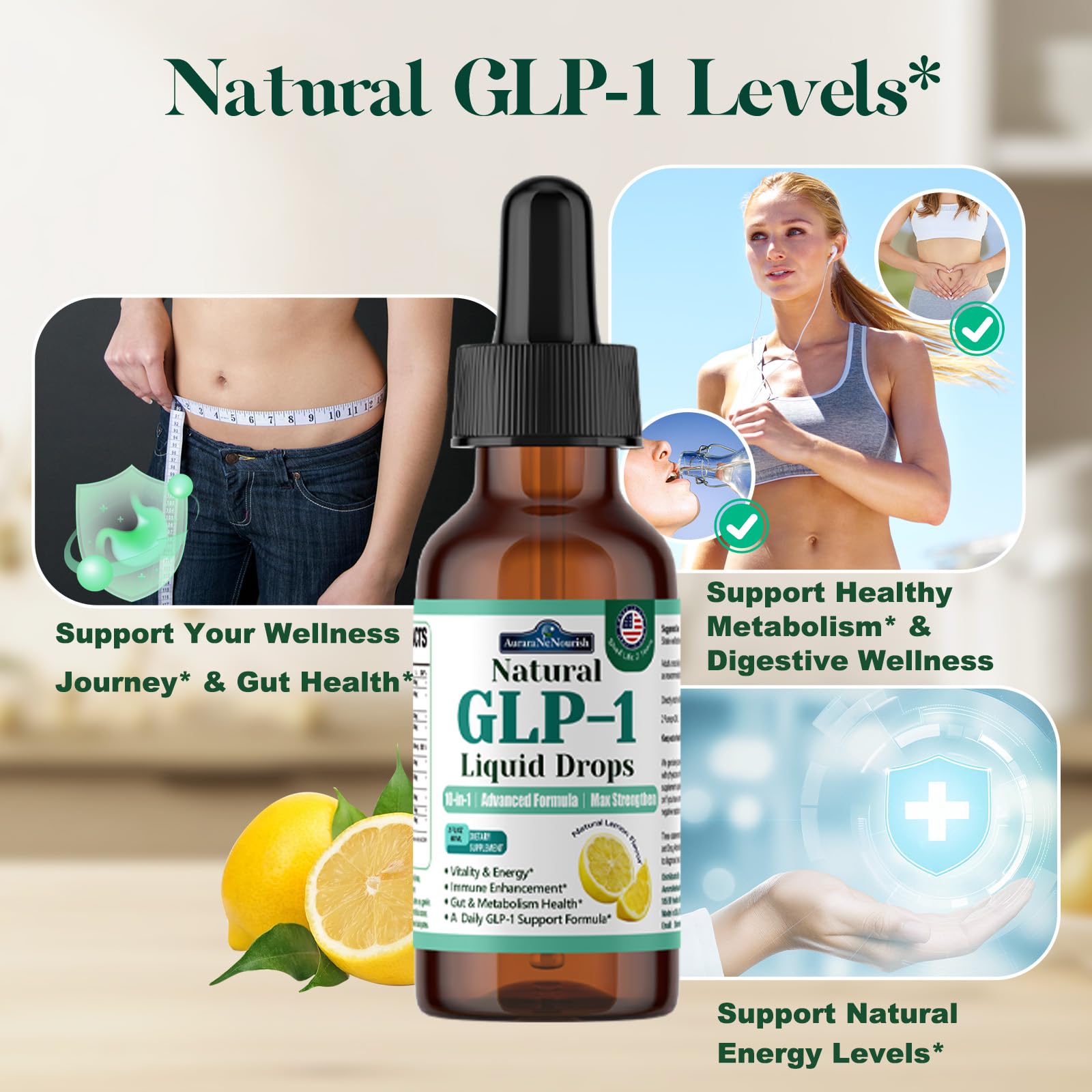 AuraraNeNourish GLP-1 Drops with measuring dropper