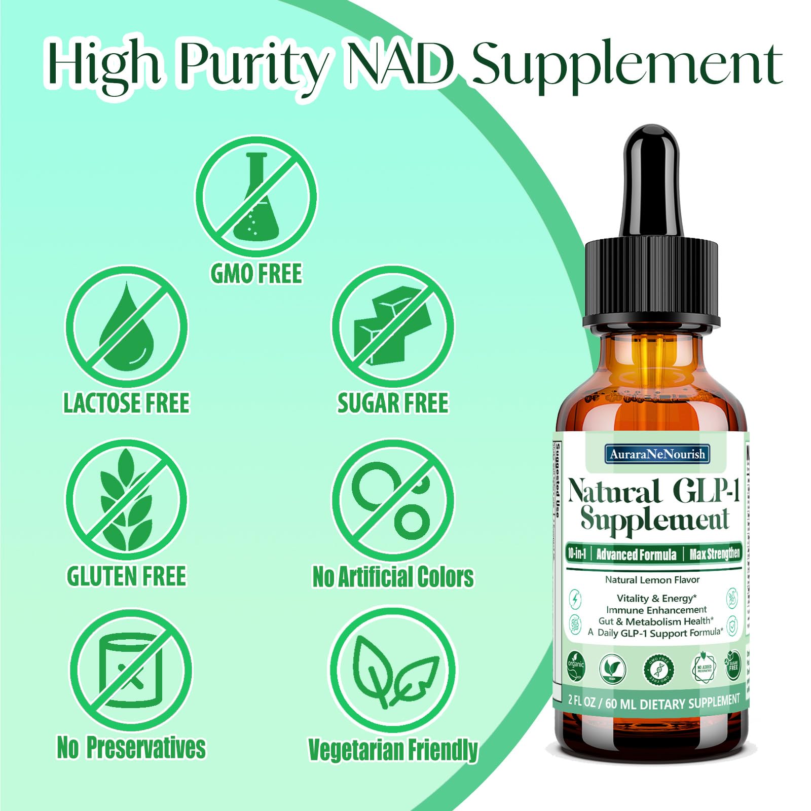 AuraraNeNourish GLP-1 Oral Liquid Drops 163g back view