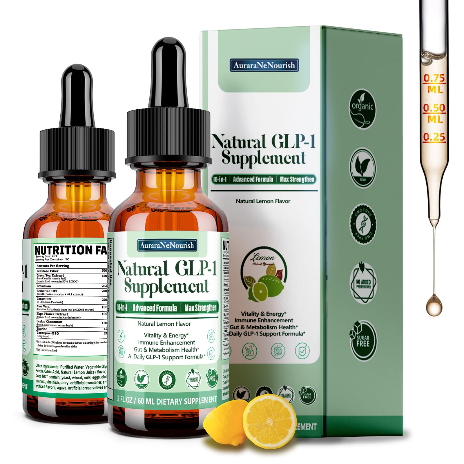 AuraraNeNourish GLP-1 Oral Liquid Drops 163g front view