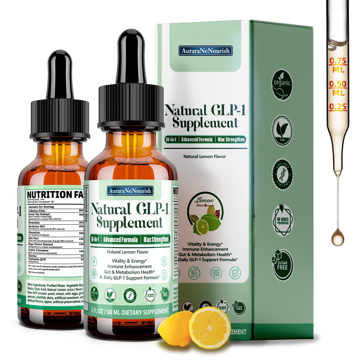 AuraraNeNourish GLP-1 Oral Liquid Drops 163g front view