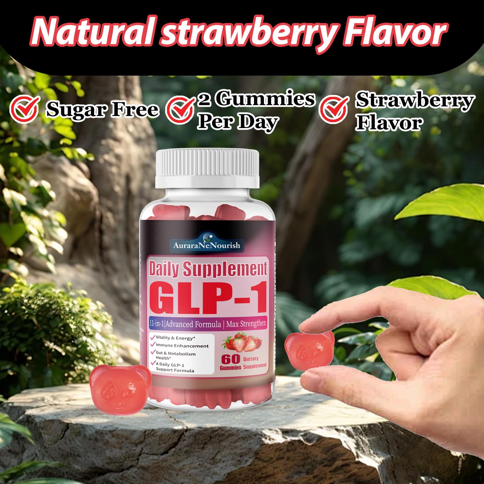 AuraraNeNourish GLP-1 Support Gummies with fresh ingredients