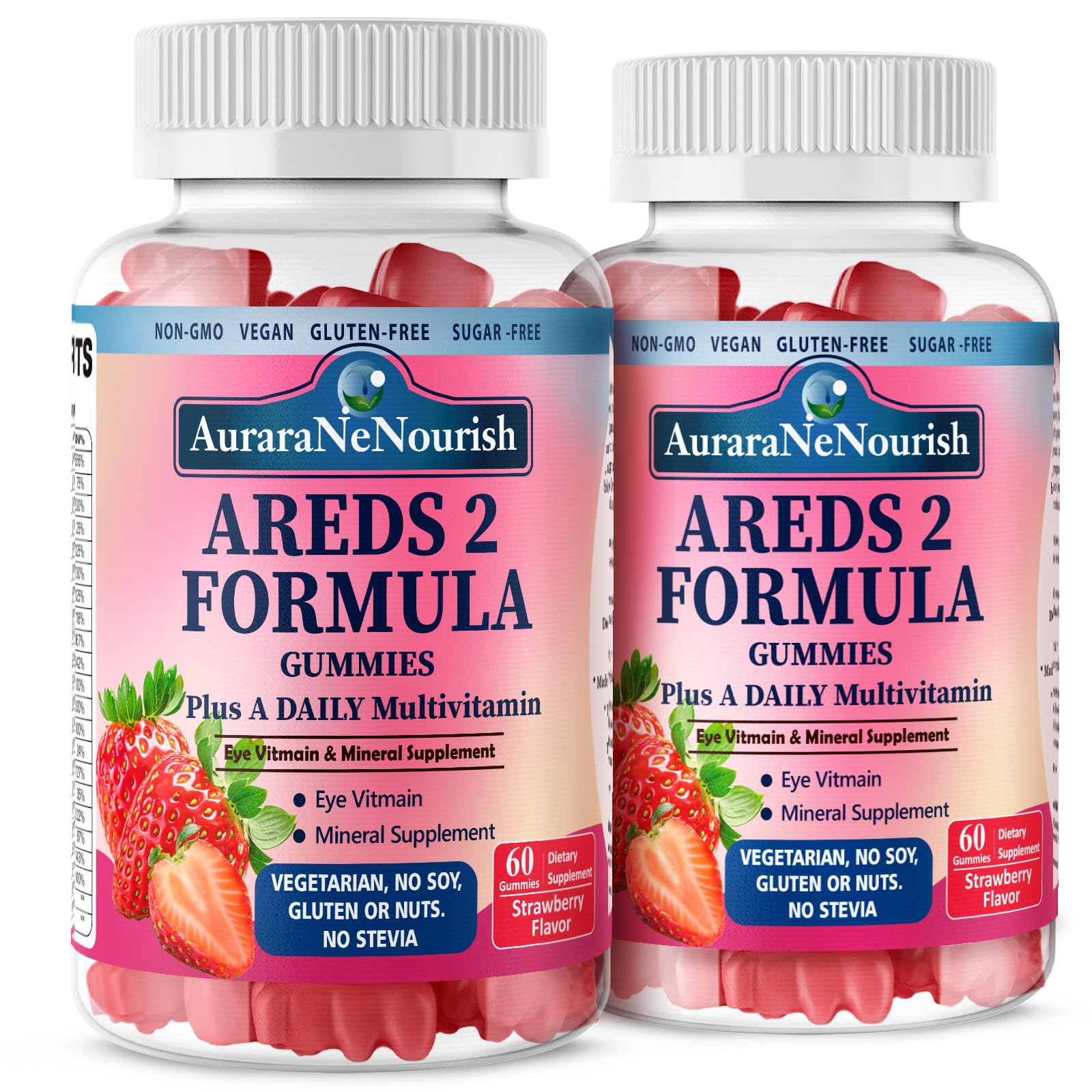 AuraraNeNourish Lutein Gummies 2 Pack front view with packaging