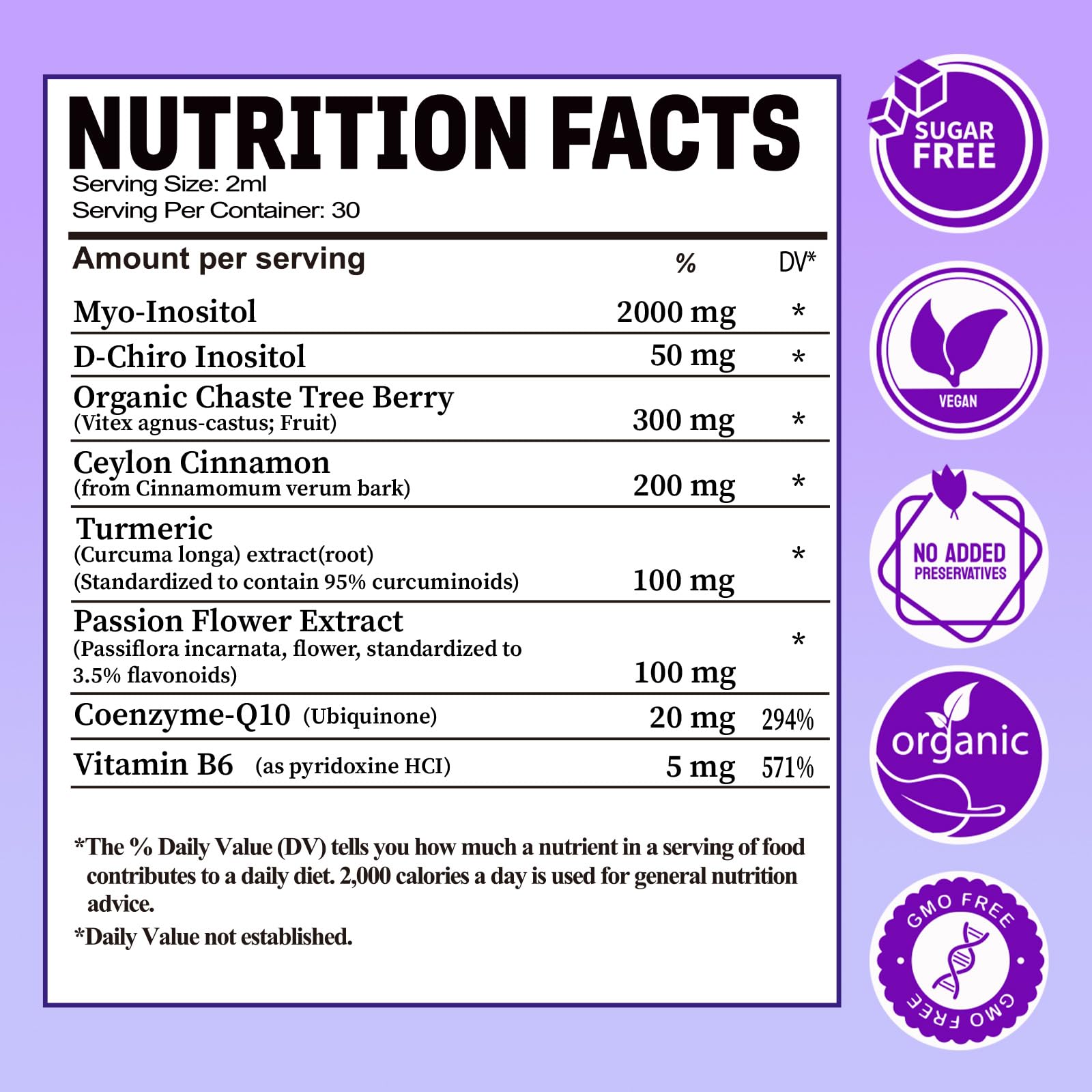 AuraraNeNourish Myo-Inositol & D-Chiro Inositol Supplement 60ml back view