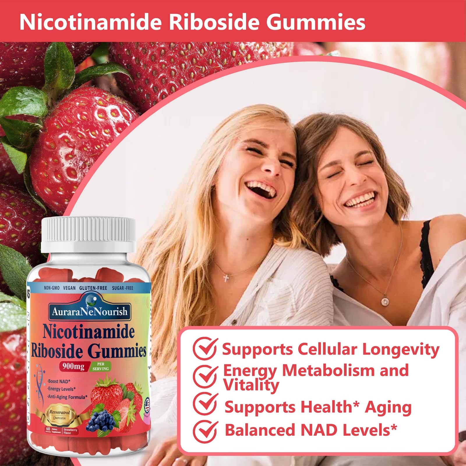 AuraraNeNourish NAD Nicotinamide Riboside Gummies ingredients list