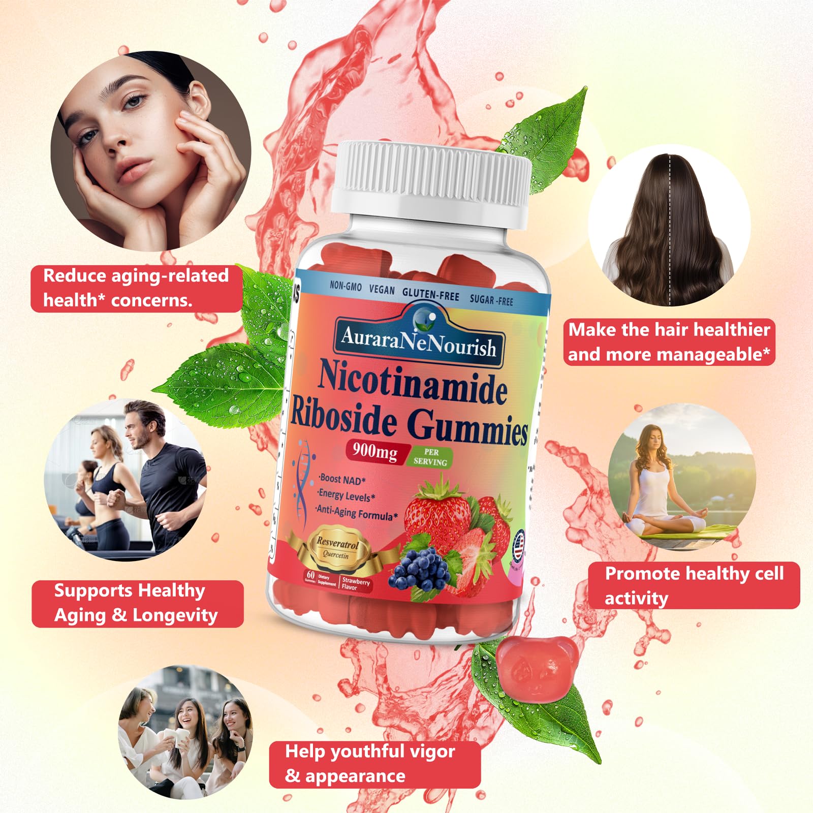 AuraraNeNourish NAD Nicotinamide Riboside Gummies packaging