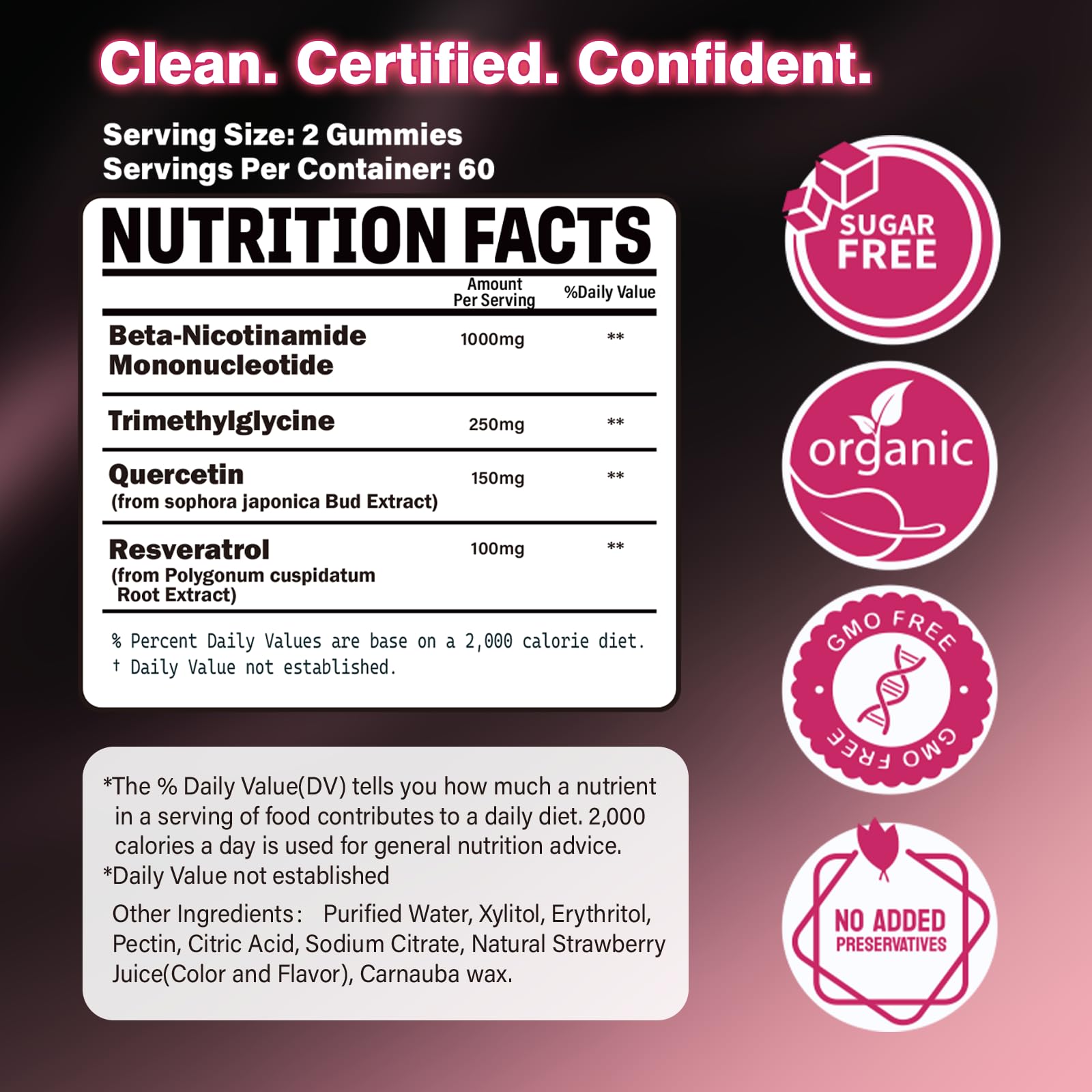 AuraraNeNourish NMN Supplement 1000mg gummies with ingredients