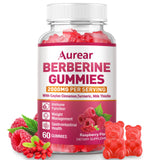 Aurear Berberine Gummies bottle front view with strawberry flavour
