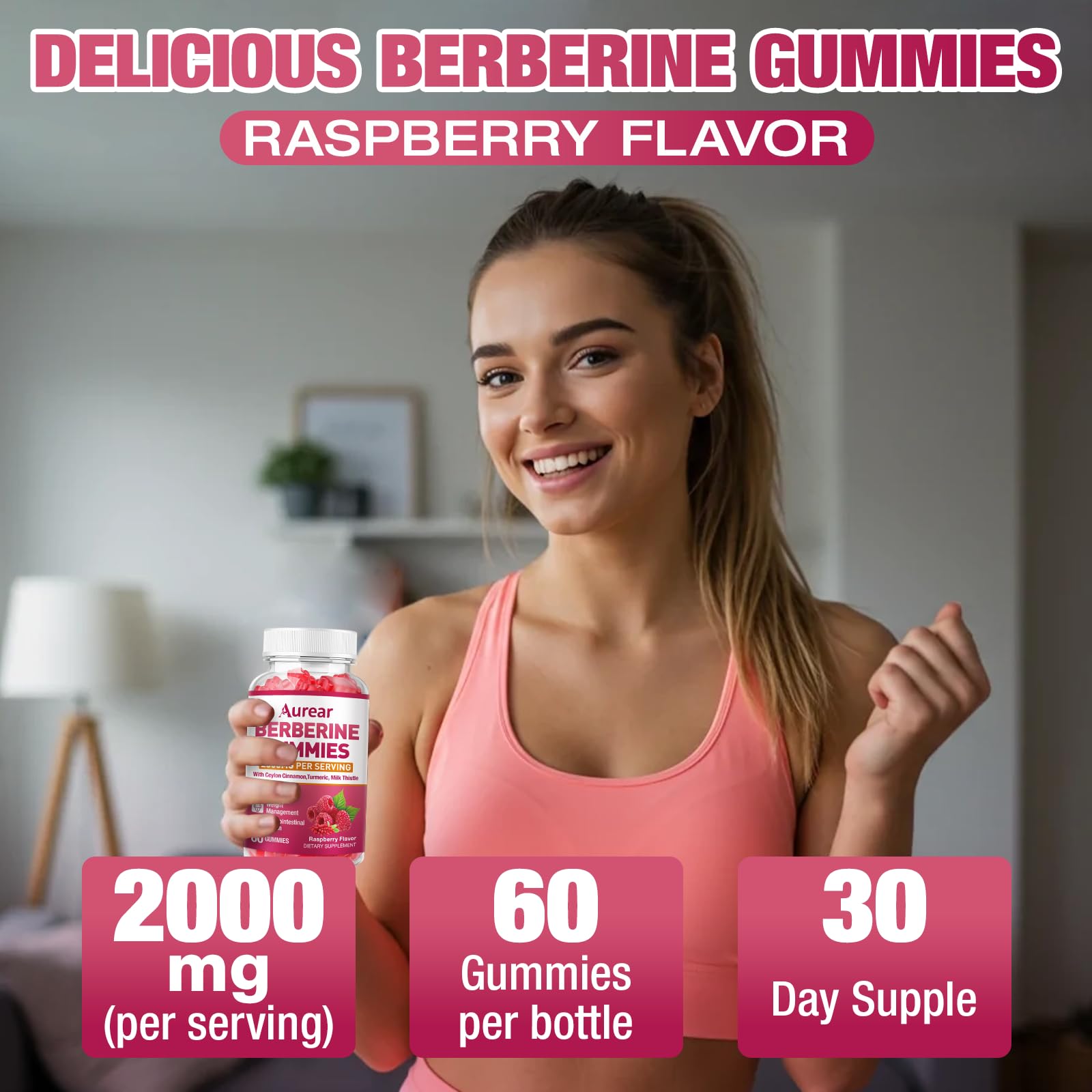 Aurear Berberine Gummies packaging with a health-focused background