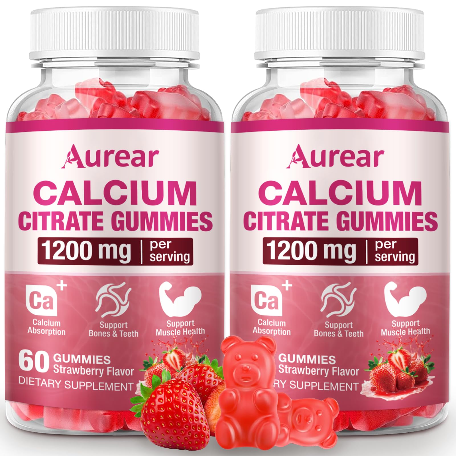 Aurear Calcium Citrate Gummies 1200mg front view packaging