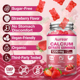 Aurear Calcium Citrate Gummies with a measuring spoon