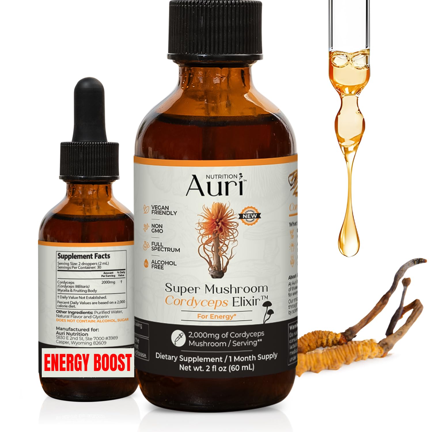 Auri Cordyceps Elixir 2000mg front view